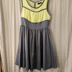 Yellow and Gray Sleeveless Dress